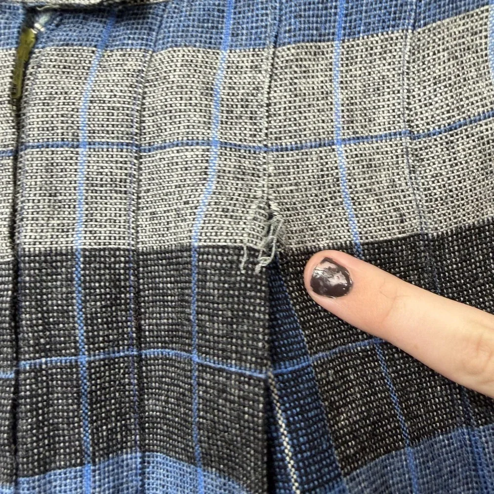Vintage Blue Plaid Skirt Womens 30